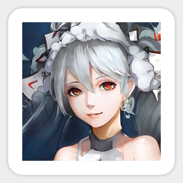 Grey Hair Anime Girl Sticker by animegirlnft